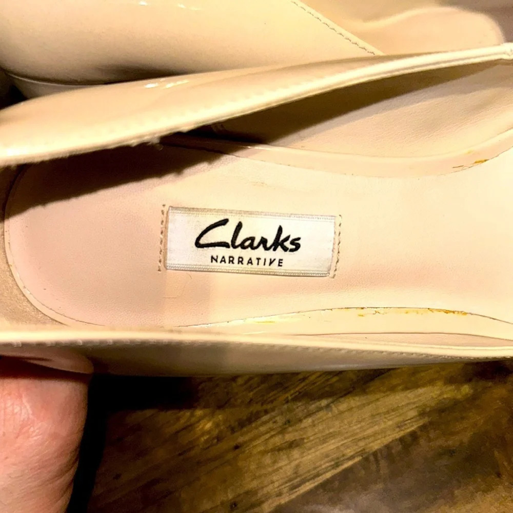 CLARKS NARRATIVE KENDRA SIENNA NUDE PATENT ROSE PALE LEATHER 9.5 WOMEN SHOE - Picture 13 of 16